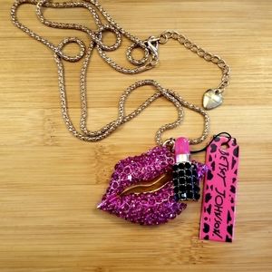 Betsy Johnson Lip w/Lipstick Necklace